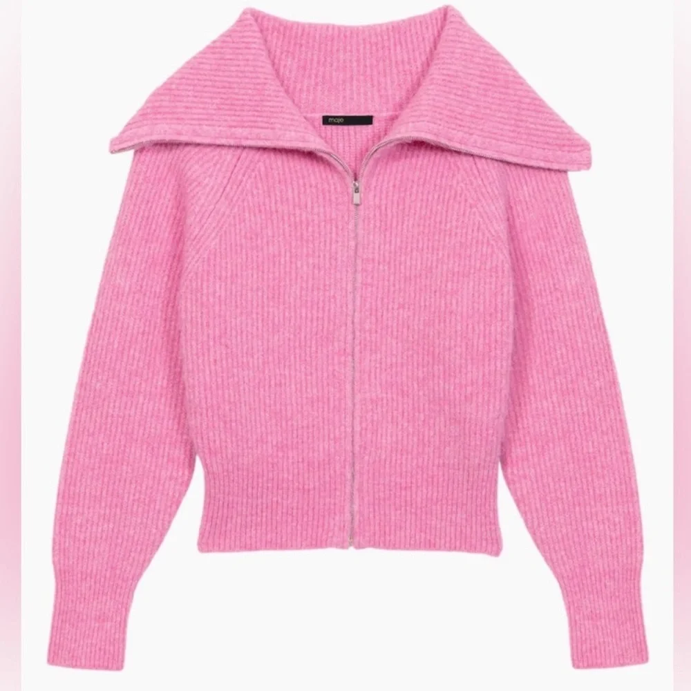 Maje Myzip Pink Wool Cardigan Size XS - Picture 1 of 7